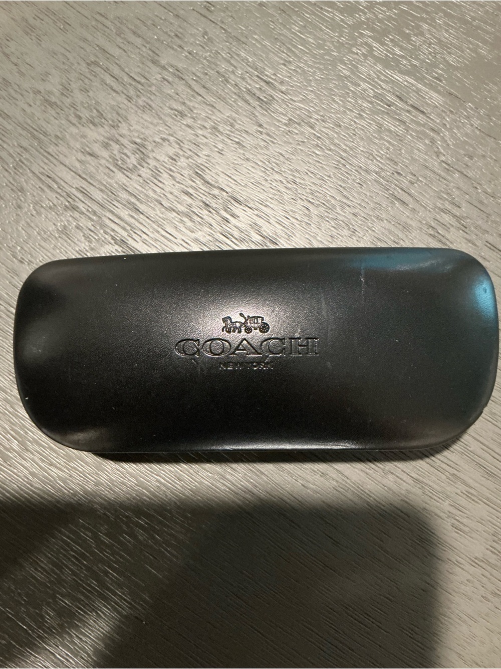 Coach Black Leather Logo Eyeglass Case